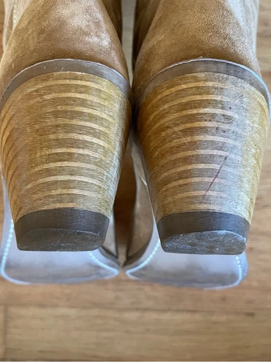 Vintage 70's Women's 11 Wolverine Boho Flower Design Suede Leather Cowboy Boots - Picture 12 of 16